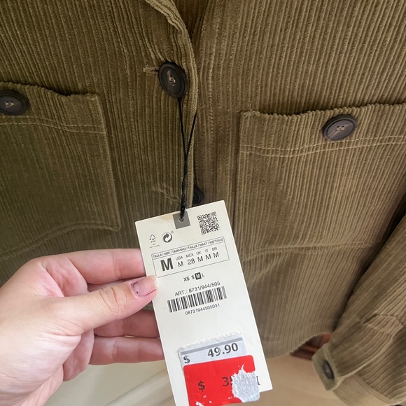 Zara Olive Green Corduroy Jacket size M - Picture 5 of 5